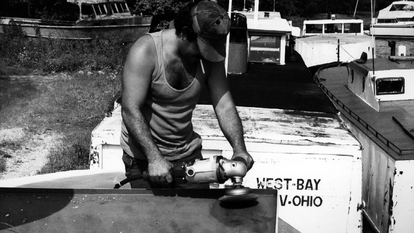 John Verissimo repairing his gill net trap