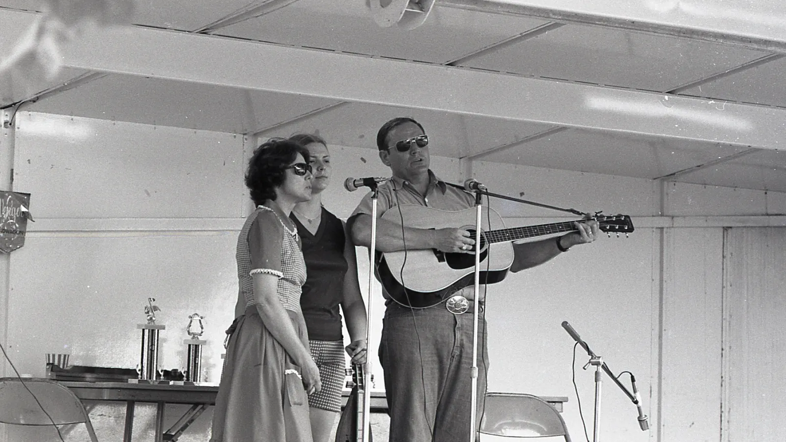 Musicians on stage during a contest, 1977.