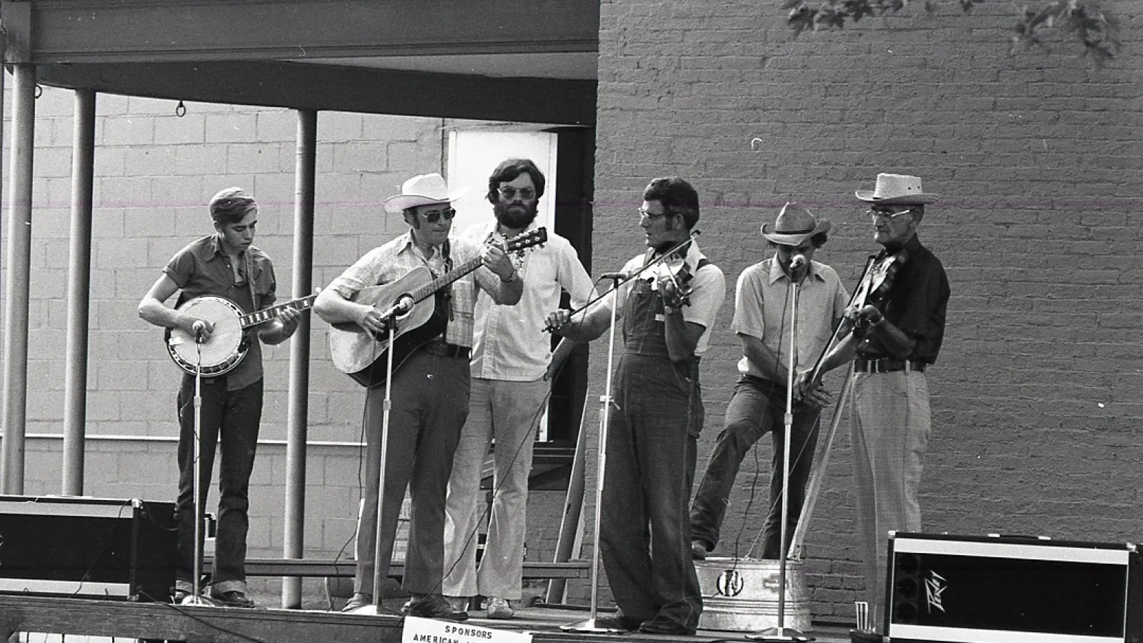 Musicians on stage during a contest, 1977.