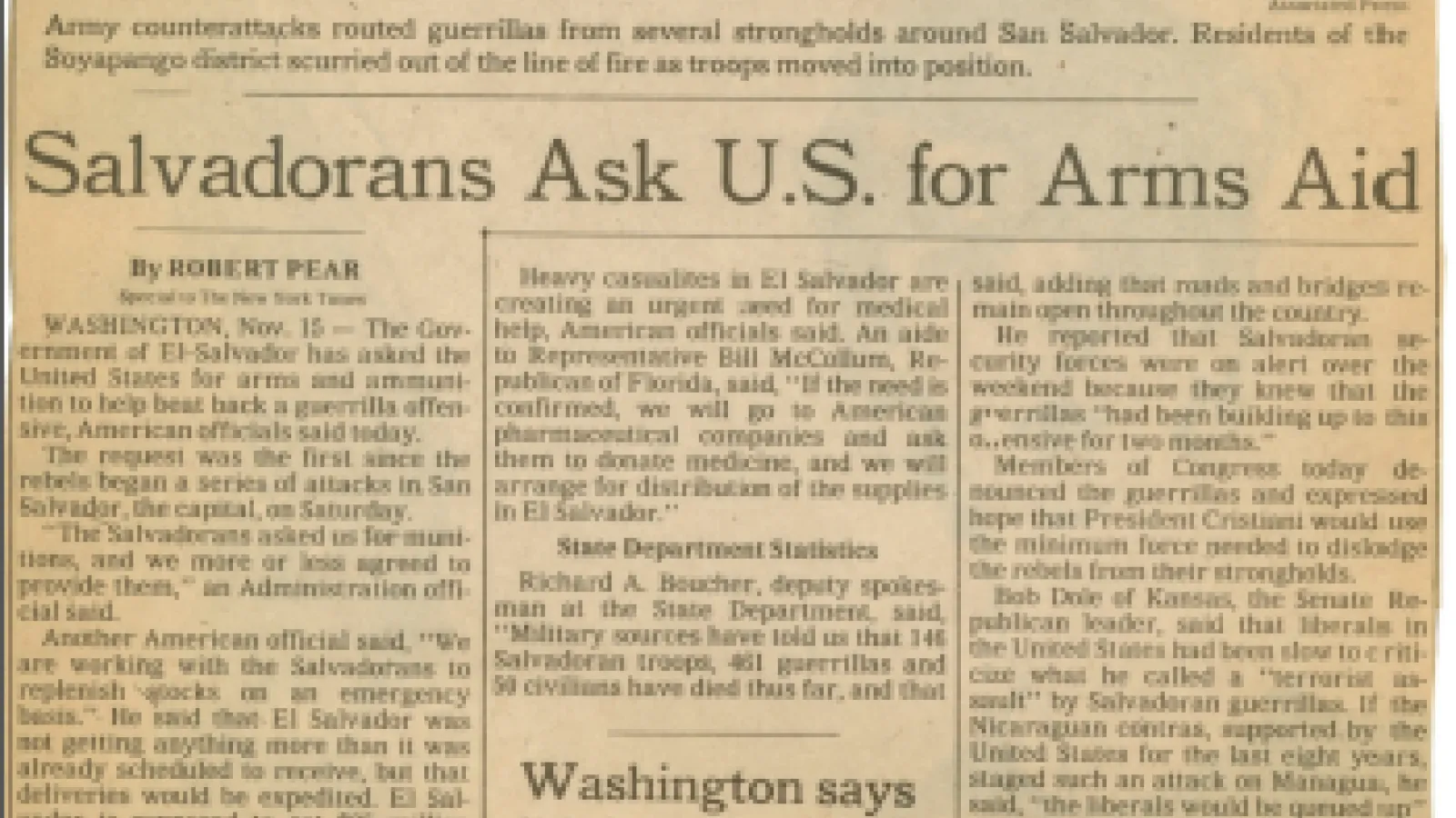 Salvadorans Ask U.S. for Arms Aid. New York Times.