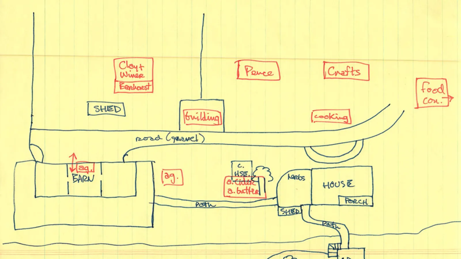 Portion of sketch of grounds layout for the Western Ohio Folklife Festival