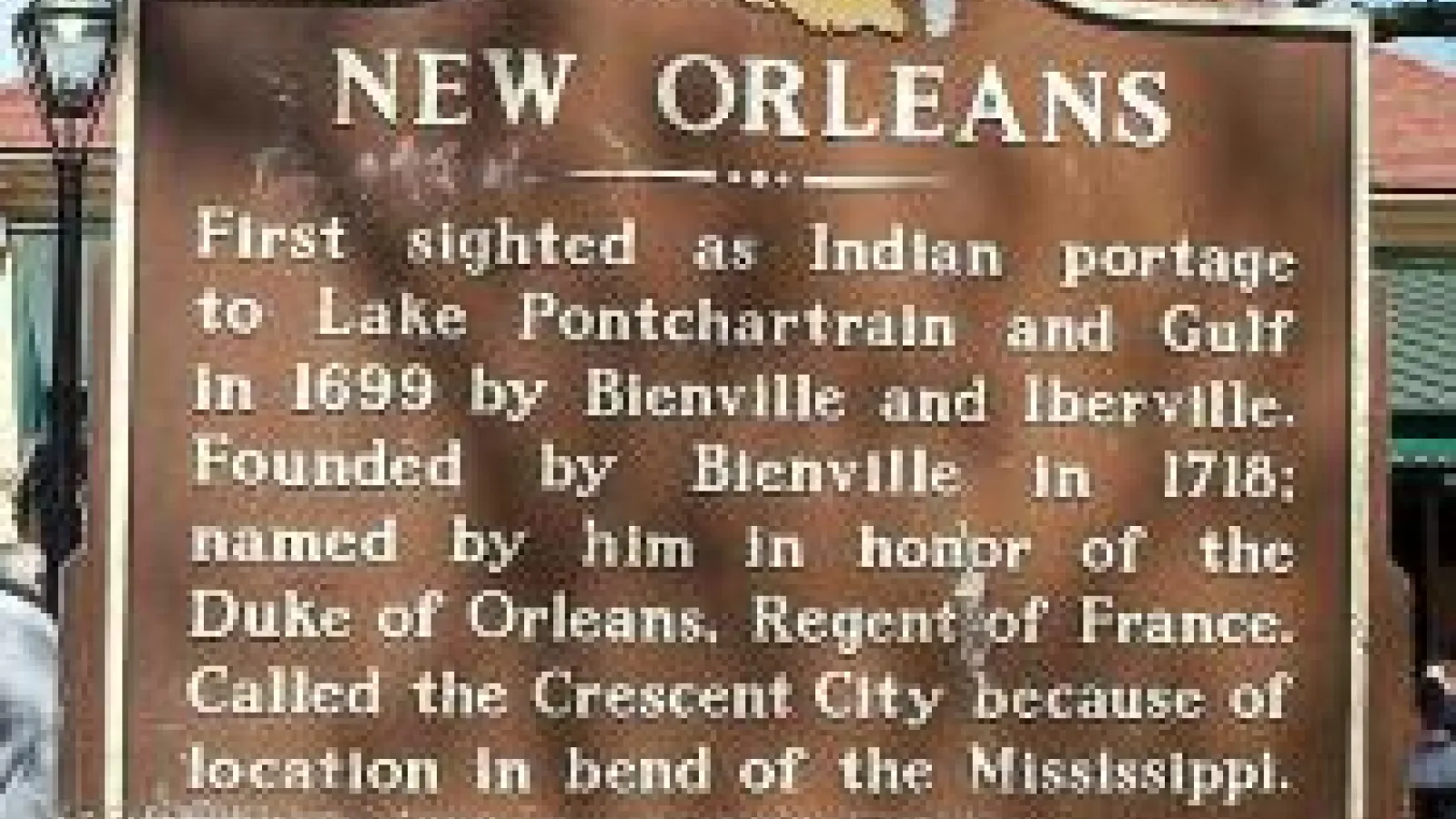 Sign on history of New Orleans, the meeting location of the American Folklore Society